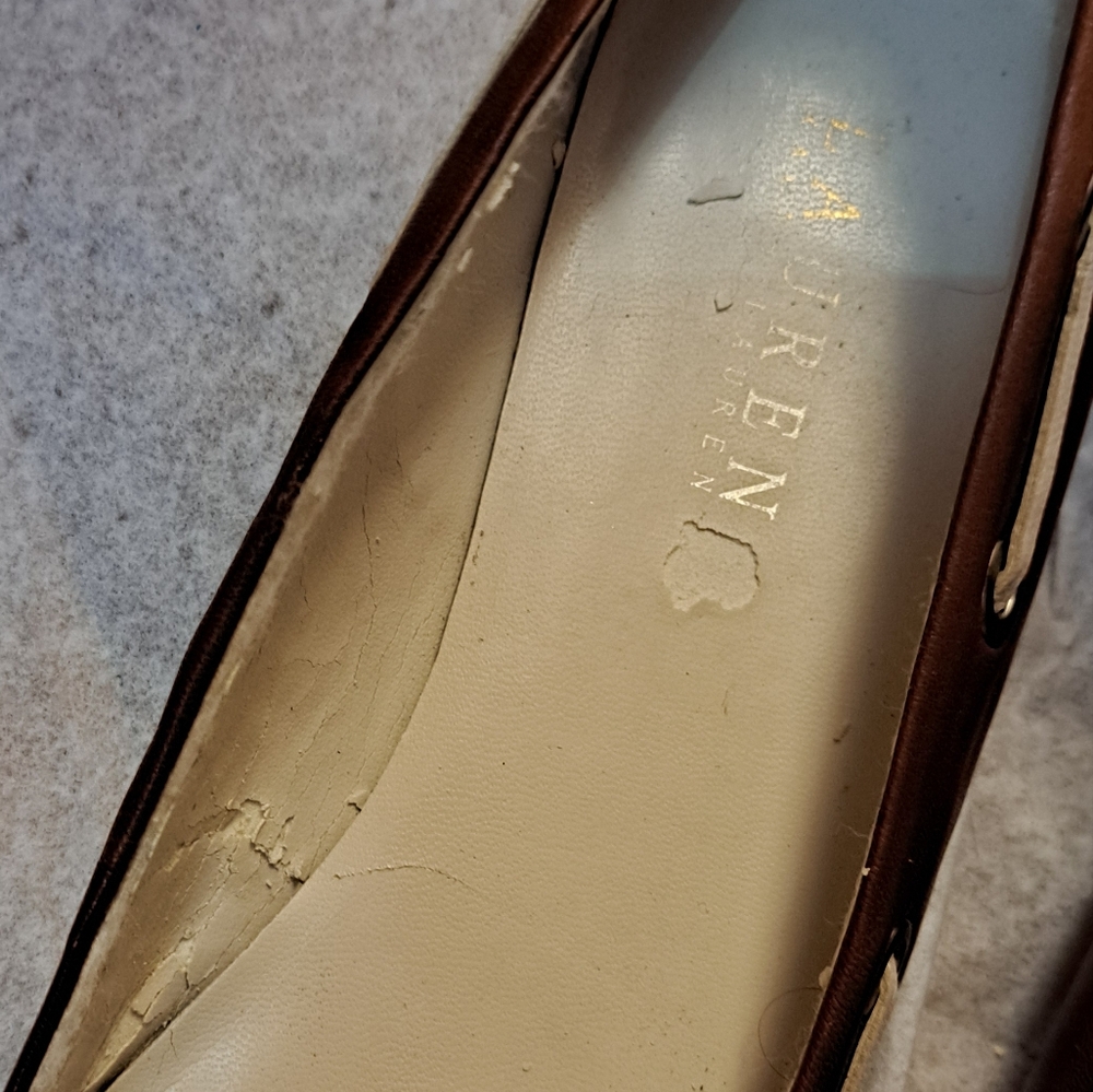 Ralph Lauren Women's Leather Loafers - Cream and Brown Size 9 Medium - Picture 9 of 15
